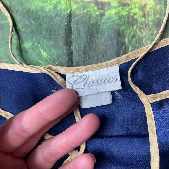 Vintage 1990s Micro Celestial Night Midnight Blue Camisole Moon Stars Silky - Picture 4 of 9